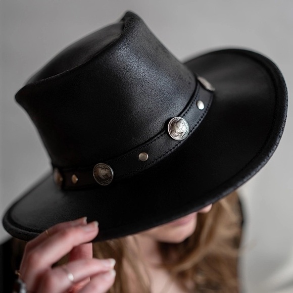 Minnetonka Buffalo Nickel Hat Black Womens Medium - Picture 9 of 11